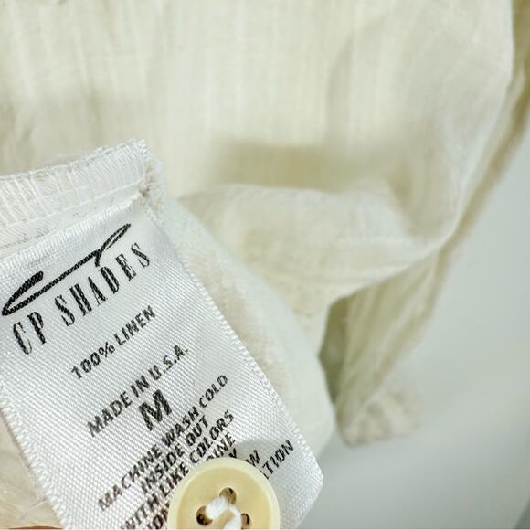 CP Shades Tan 100% Linen Stripe Long Sleeve Lagenlook V Neck Tunic Top Medium - Picture 7 of 15